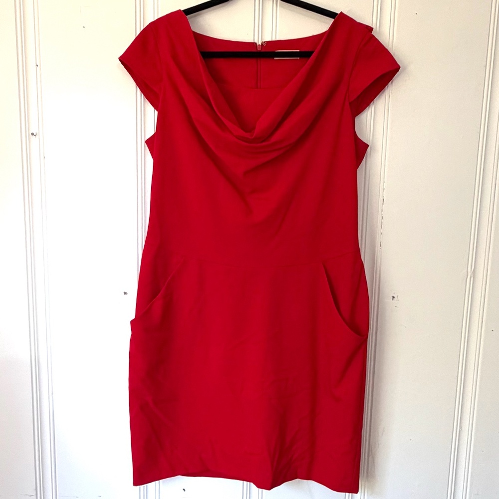 Red Cowl Neck Dress